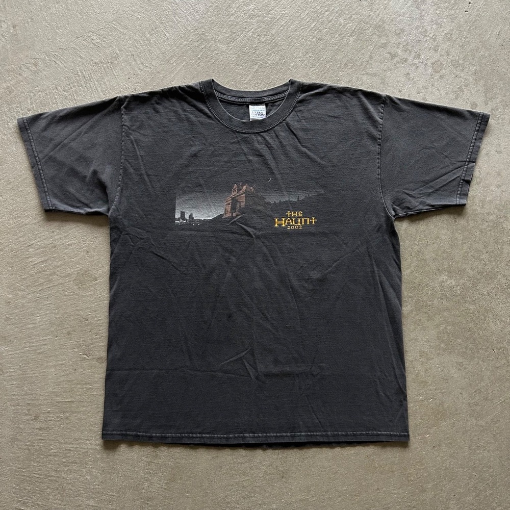 Vintage The Haunt Shirt Size XL Black‎ 2002 Faded Horror Mansion Grand Rapids MI